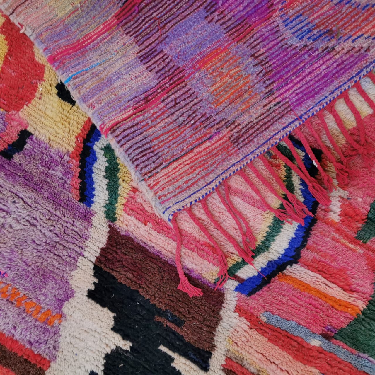 Colorful_lines Beni Ouarain Berber Rug  4.92 ft x 8.49 ft ( RA#09787 )