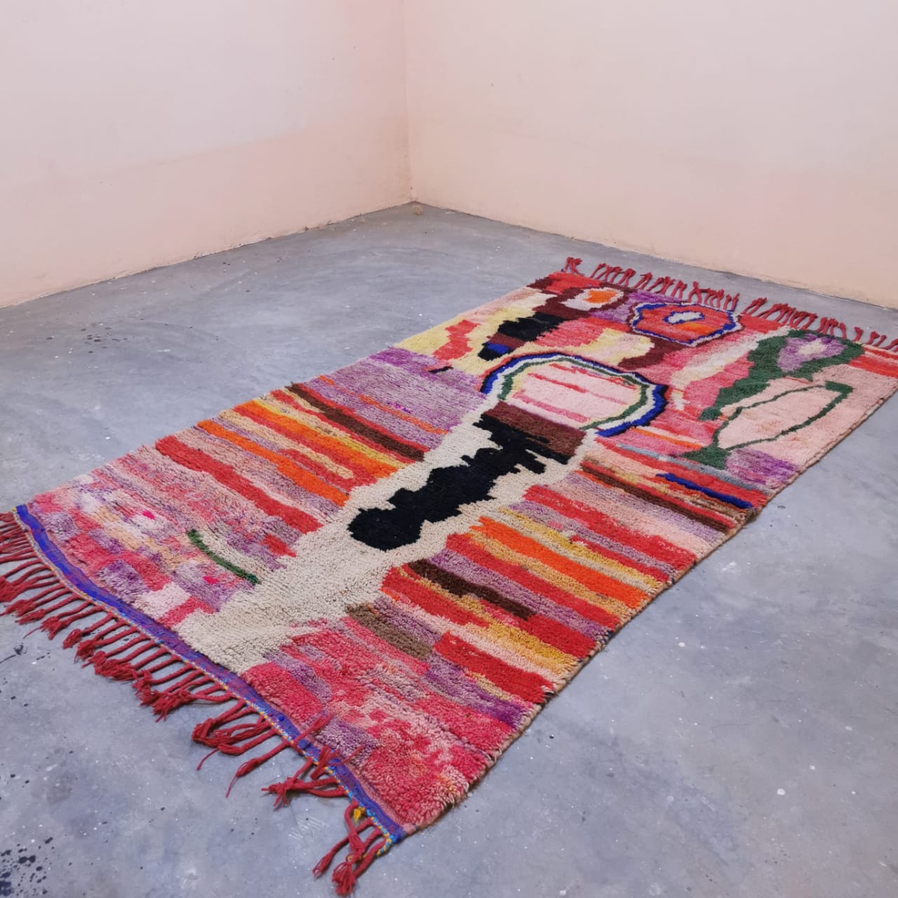 Colorful_lines Beni Ouarain Berber Rug  4.92 ft x 8.49 ft ( RA#09787 )