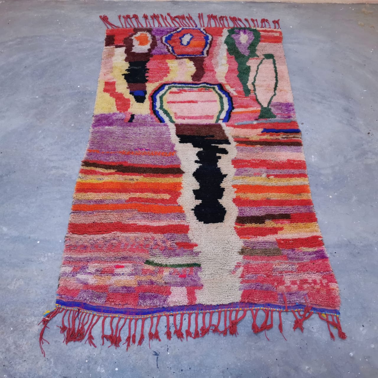 Colorful_lines Beni Ouarain Berber Rug  4.92 ft x 8.49 ft ( RA#09787 )