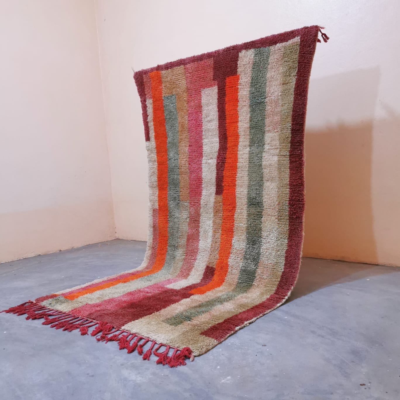 Colorful_lines Beni Ouarain Berber Rug  5.05 ft x 7.67 ft ( RA#98335 )