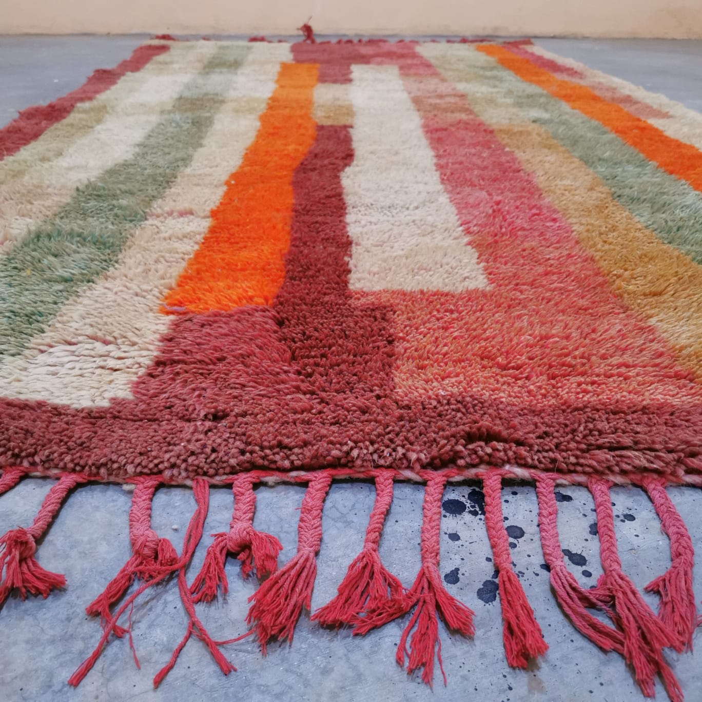 Colorful_lines Beni Ouarain Berber Rug  5.05 ft x 7.67 ft ( RA#98335 )