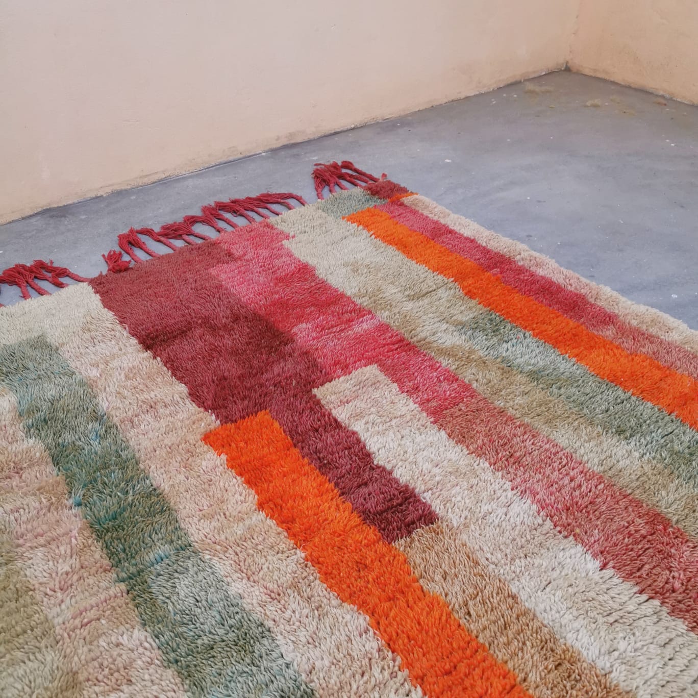 Colorful_lines Beni Ouarain Berber Rug  5.05 ft x 7.67 ft ( RA#98335 )