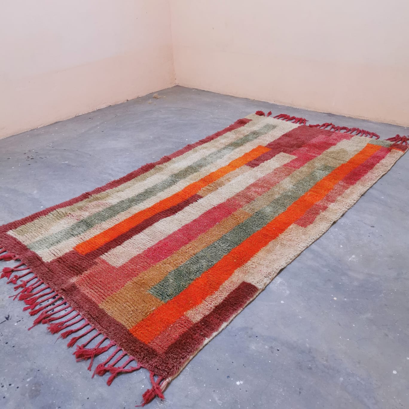 Colorful_lines Beni Ouarain Berber Rug  5.05 ft x 7.67 ft ( RA#98335 )