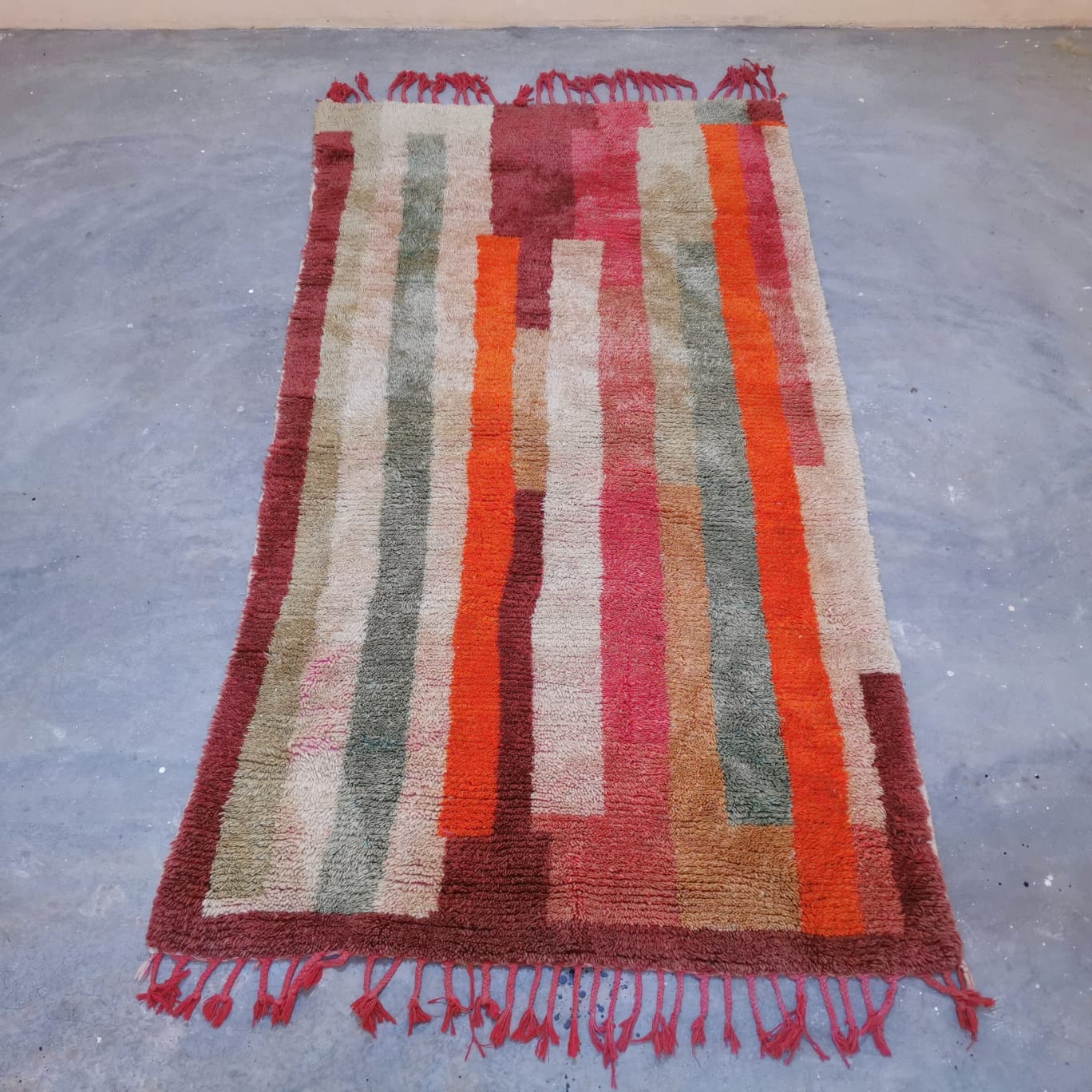 Colorful_lines Beni Ouarain Berber Rug  5.05 ft x 7.67 ft ( RA#98335 )