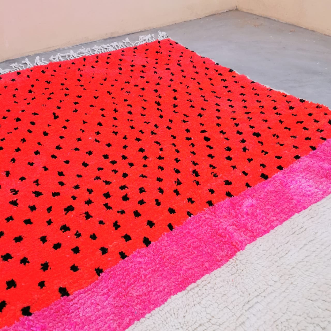 Red with Dark Dots Berber Rug  6.00 ft x 9.74 ft ( RA#07836 )