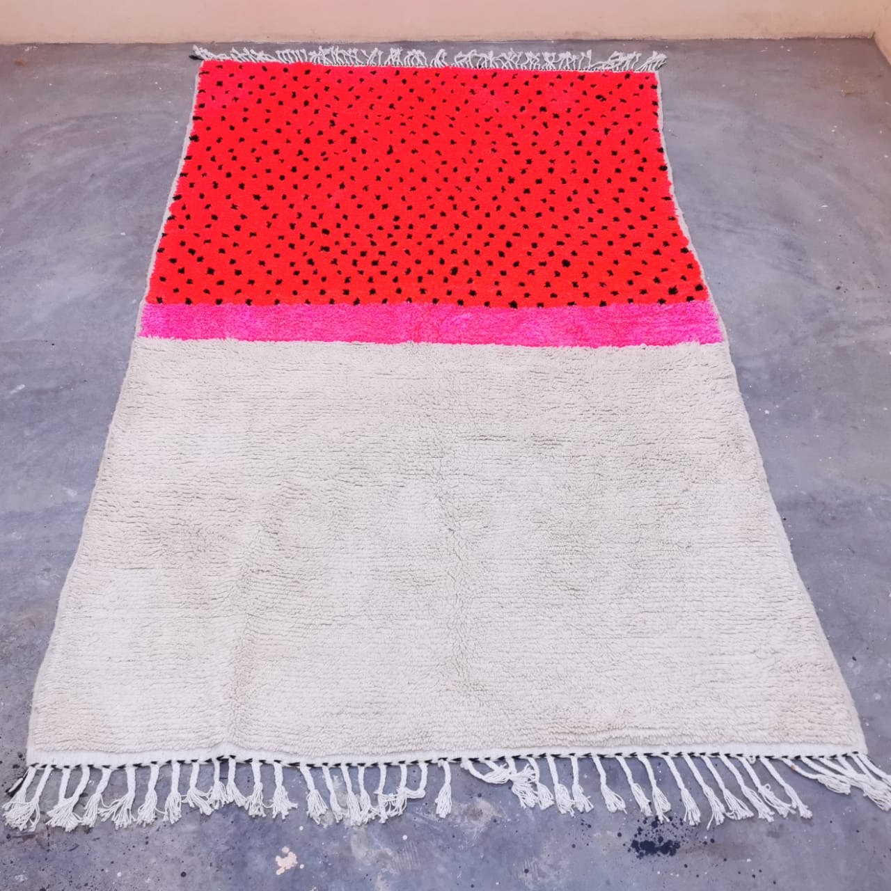 Red with Dark Dots Berber Rug  6.00 ft x 9.74 ft ( RA#07836 )